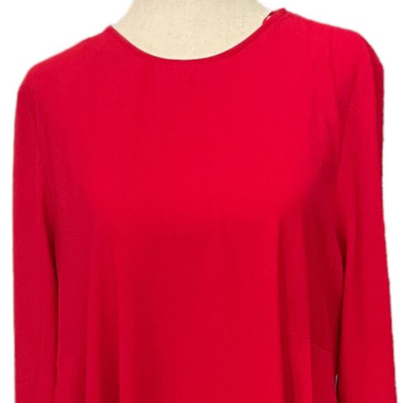 Women's Size Large Zara Woman Red Babydoll Long Sleeve Swing Dress 4043/049 - Picture 5 of 12
